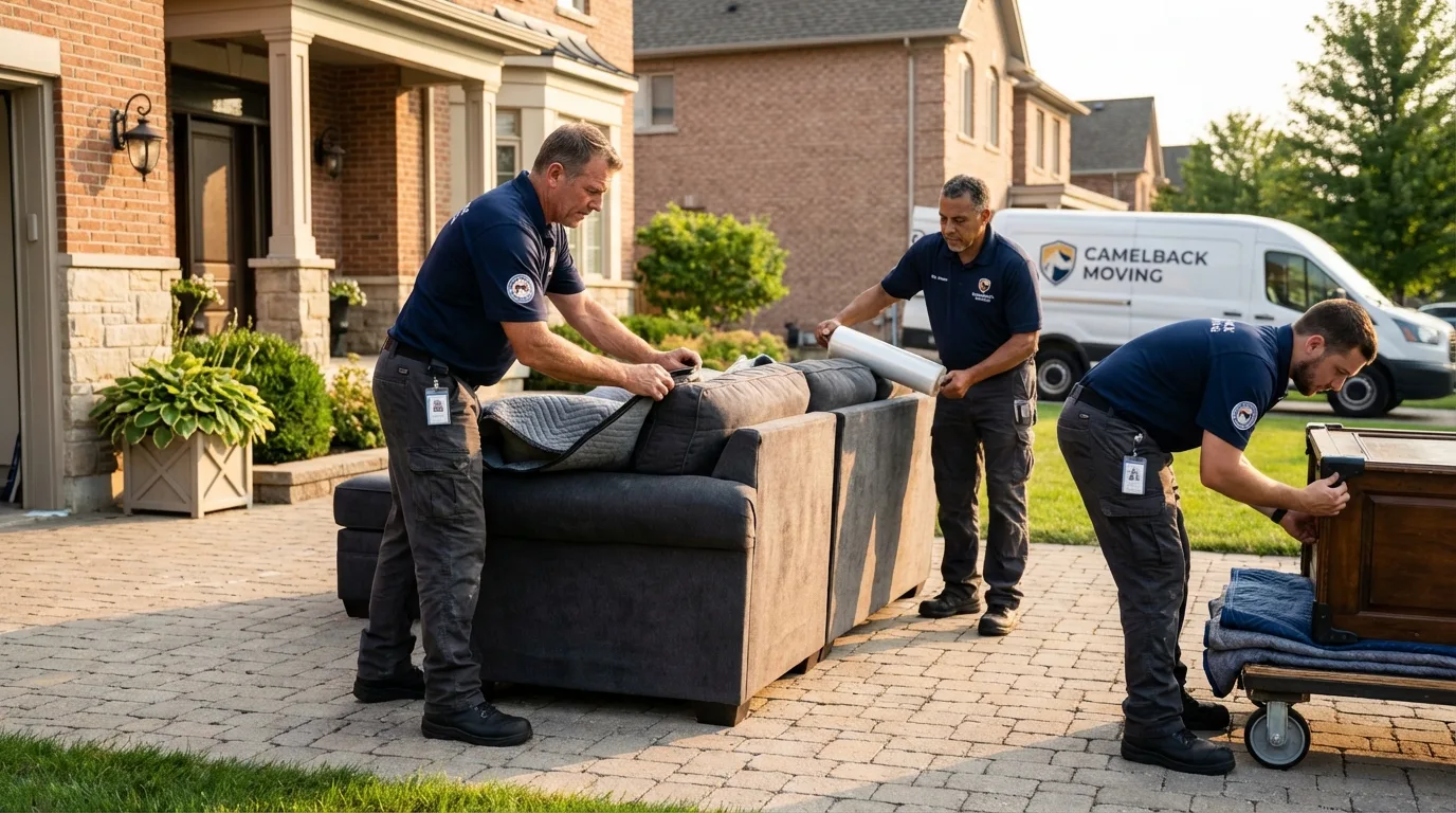 Large estate moving crew wrapping furniture in Exmore, VA